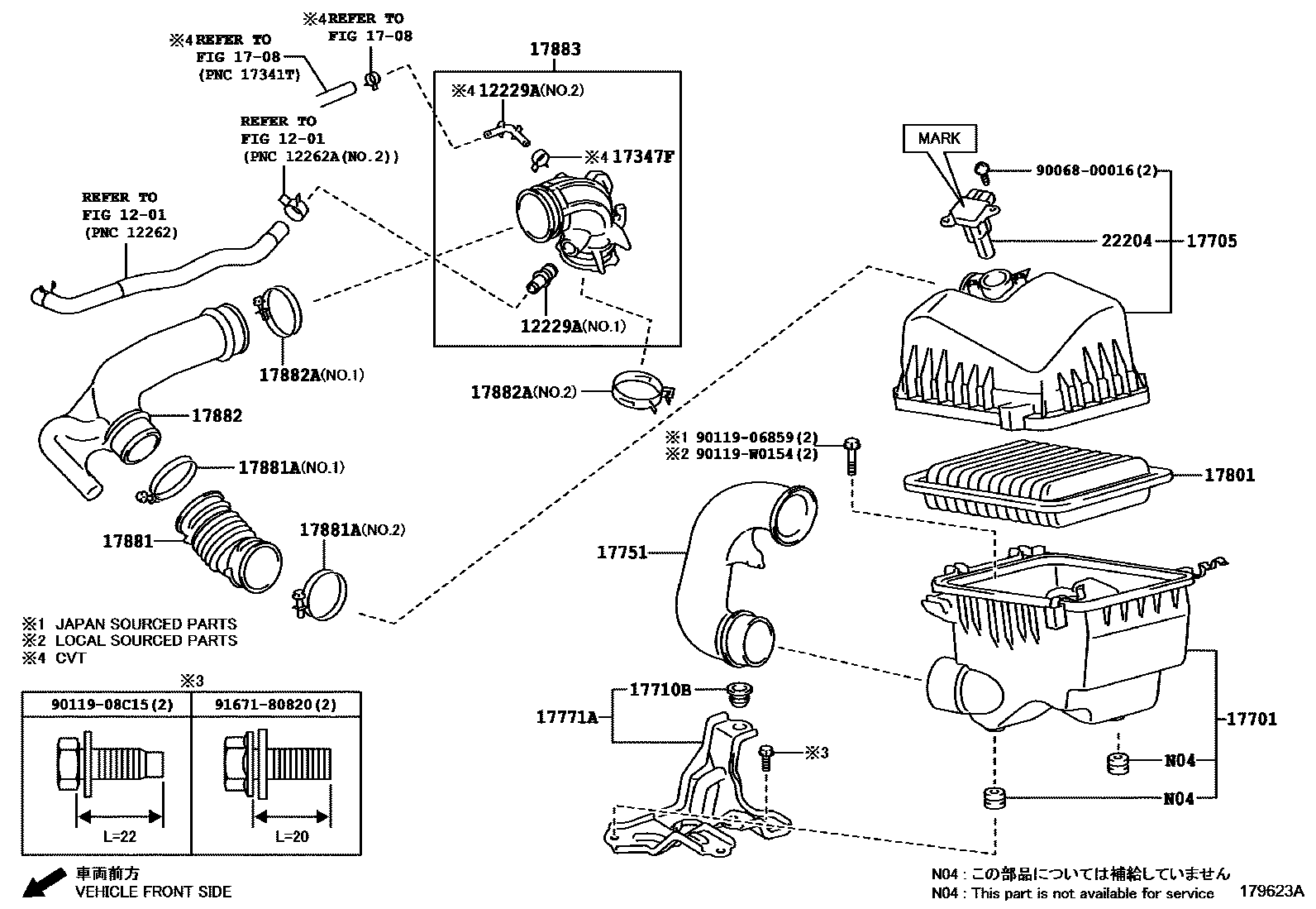 Toyota YARIS Air Cleaner EPC diagram — 179623A