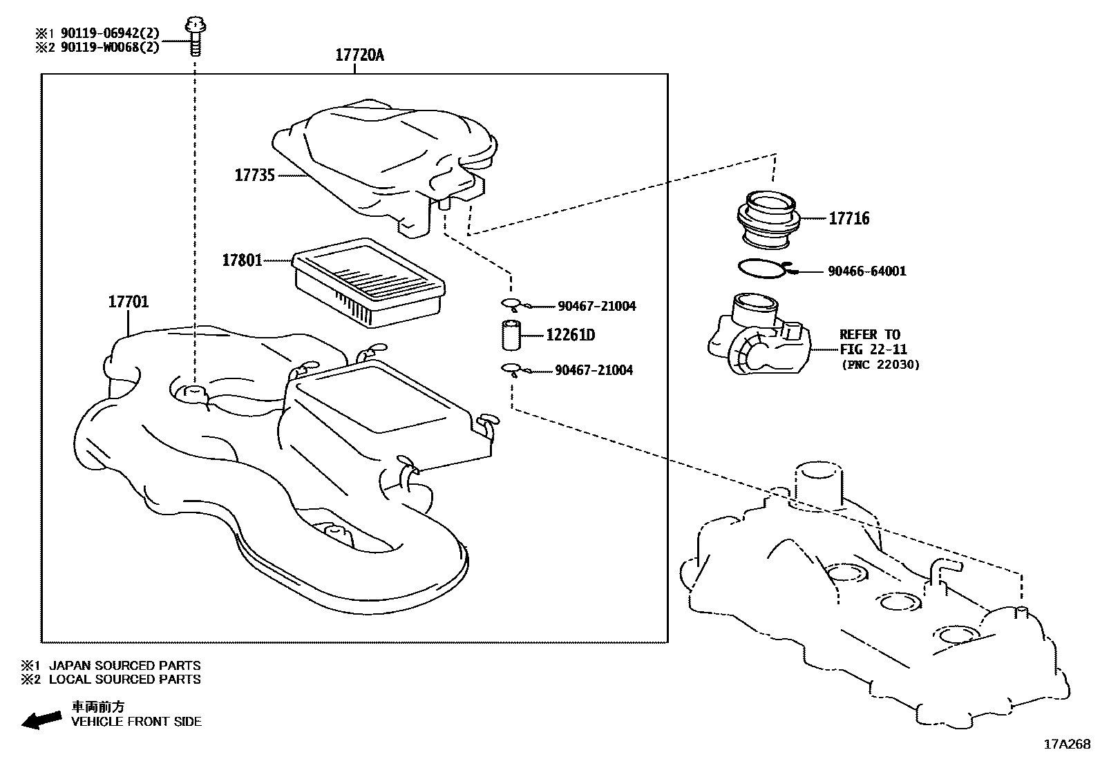 Toyota YARIS Air Cleaner EPC diagram — 17A268