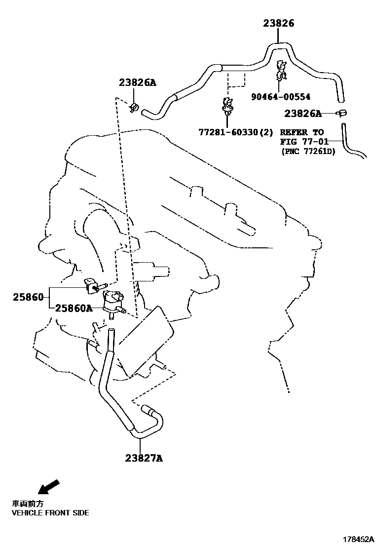 Toyota YARIS vacuum tube EPC diagram — 178452A