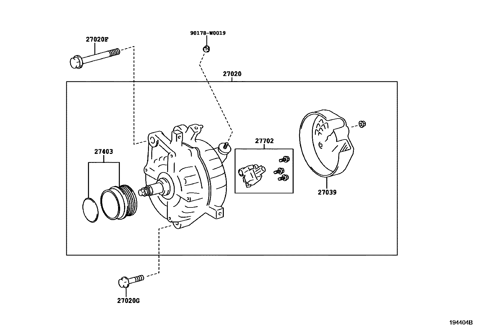 Toyota YARIS Alternator EPC diagram — 194404B