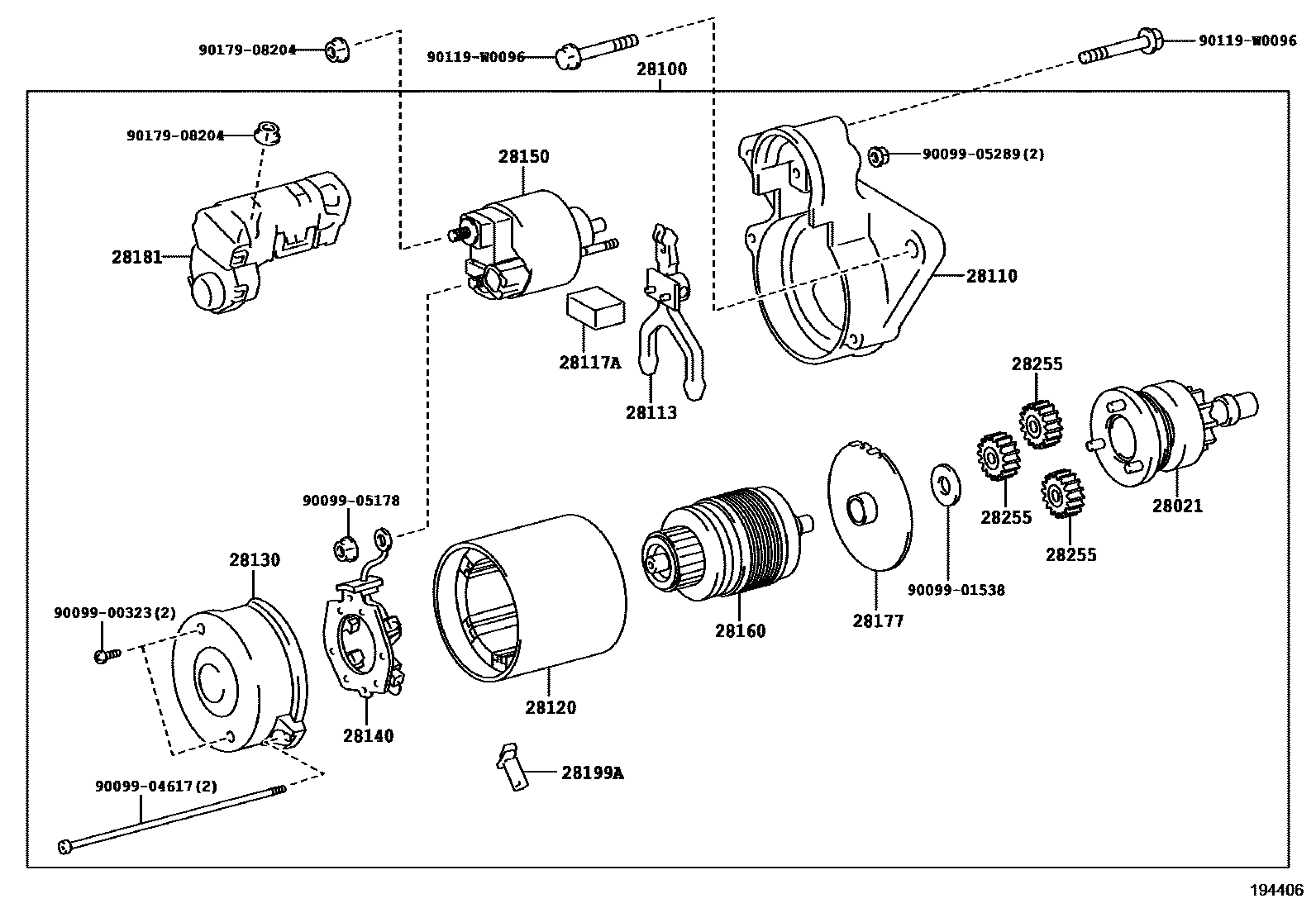 Toyota YARIS 起动机 EPC diagram — 194406