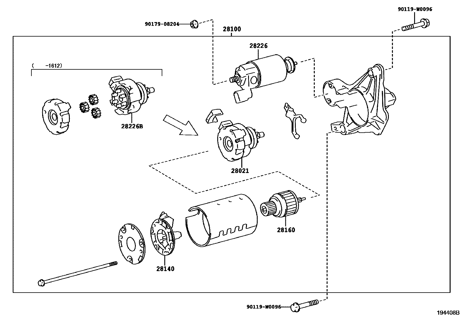 Toyota YARIS 起动机 EPC diagram — 194408B