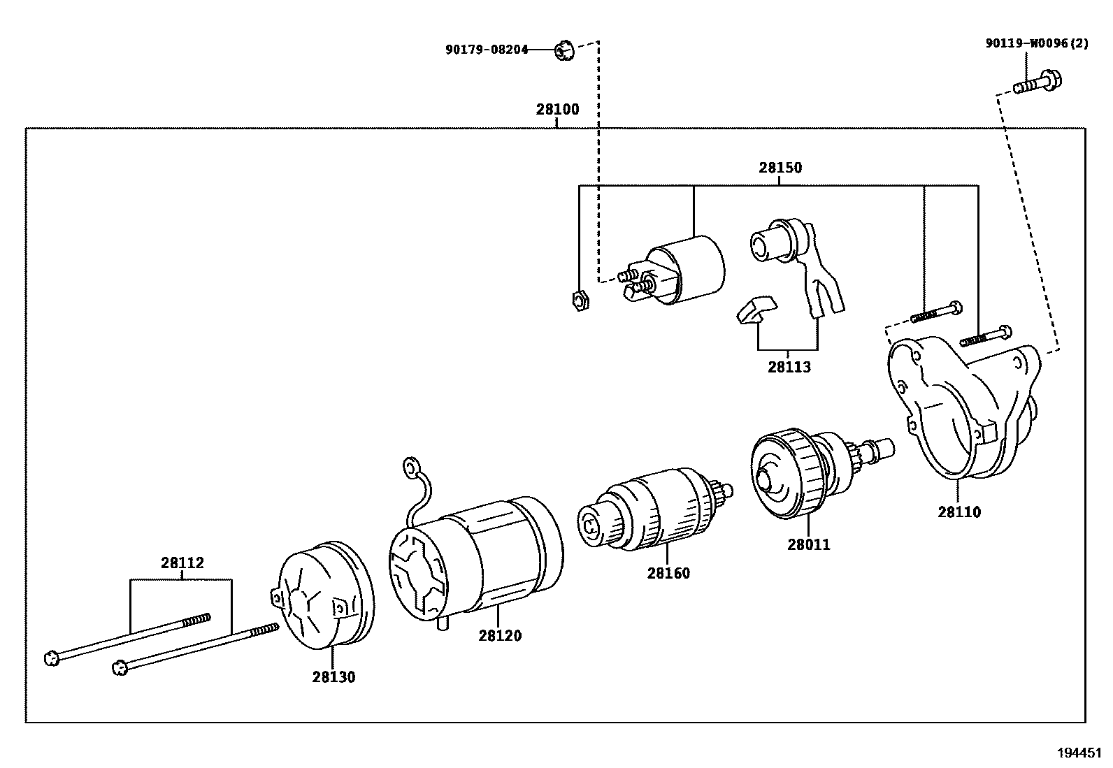 Toyota YARIS 起动机 EPC diagram — 194451