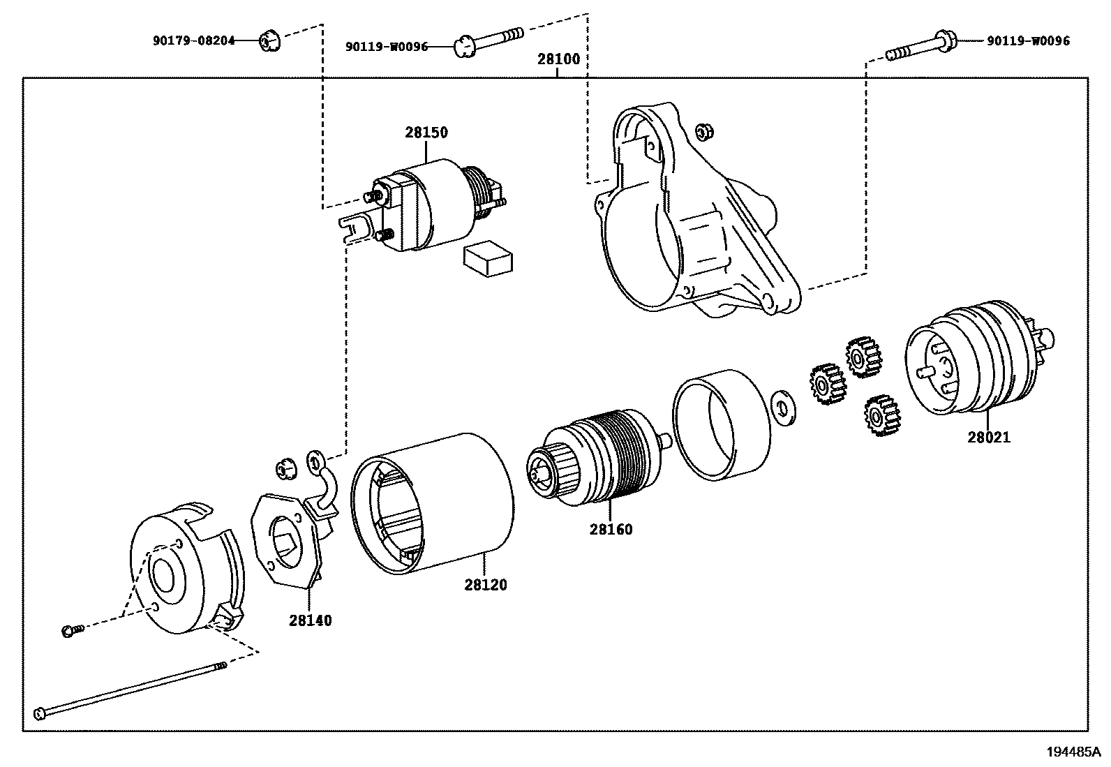Toyota YARIS 起动机 EPC diagram — 194485A