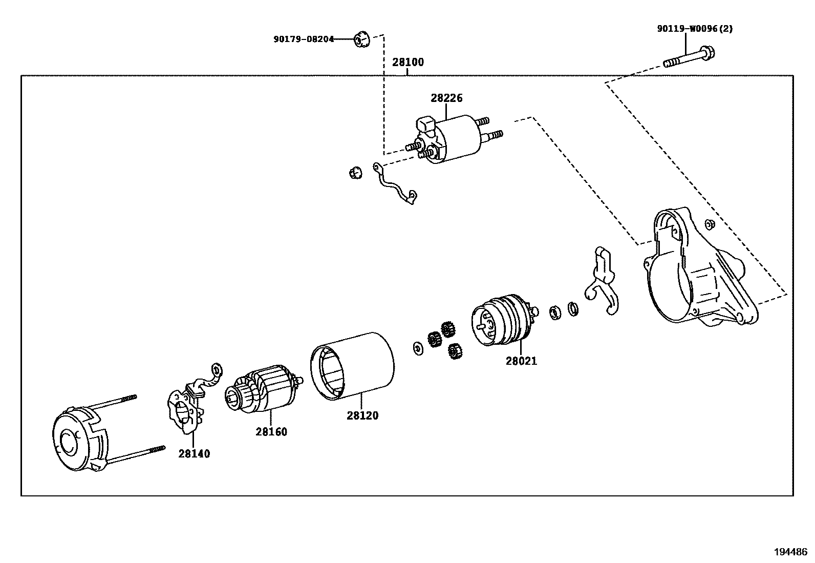 Toyota YARIS 起动机 EPC diagram — 194486