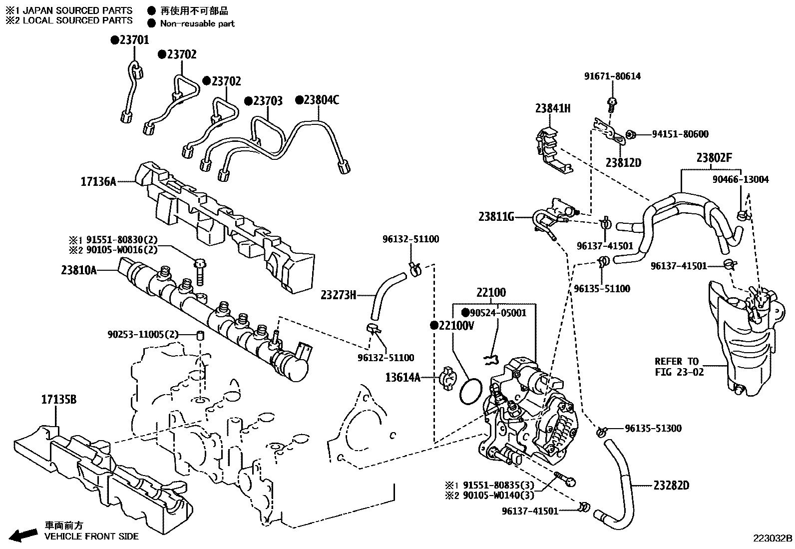 Toyota YARIS 喷油泵总成 EPC diagram — 223032B