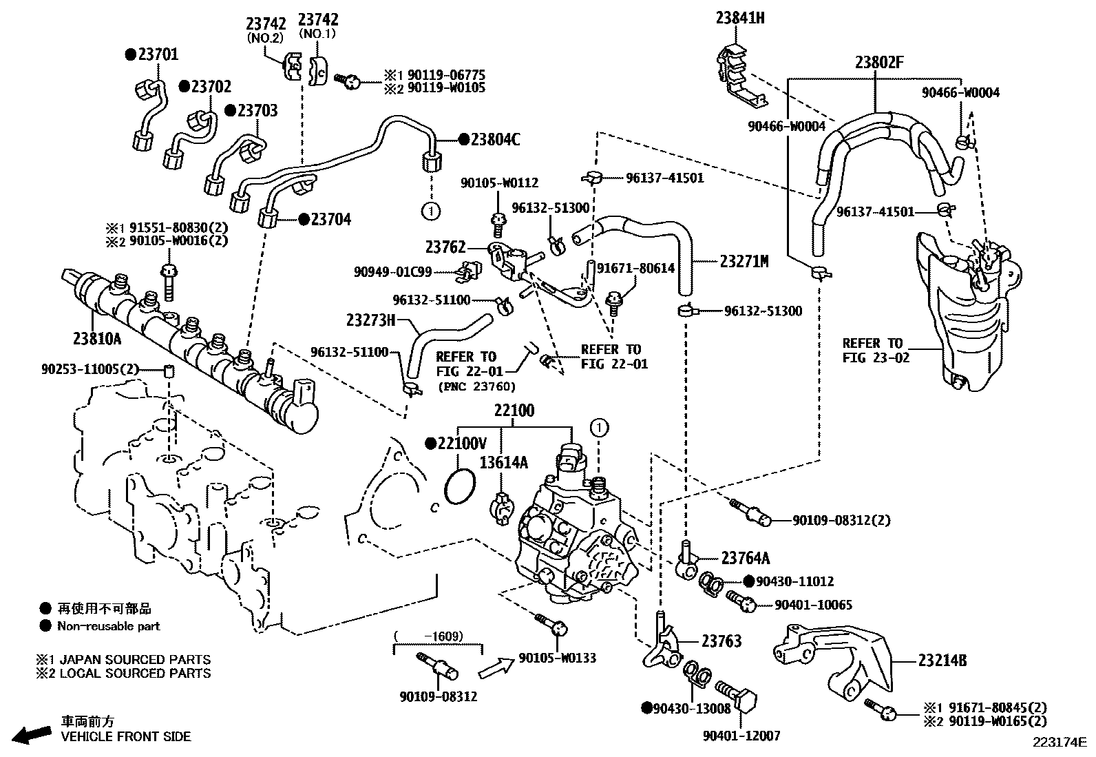 Toyota YARIS 喷油泵总成 EPC diagram — 223174E