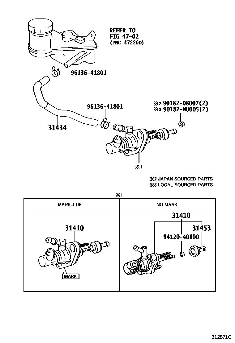 Toyota YARIS 离合器总泵 EPC diagram — 312871C