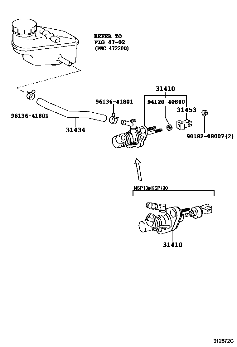 Toyota YARIS 离合器总泵 EPC diagram — 312872C