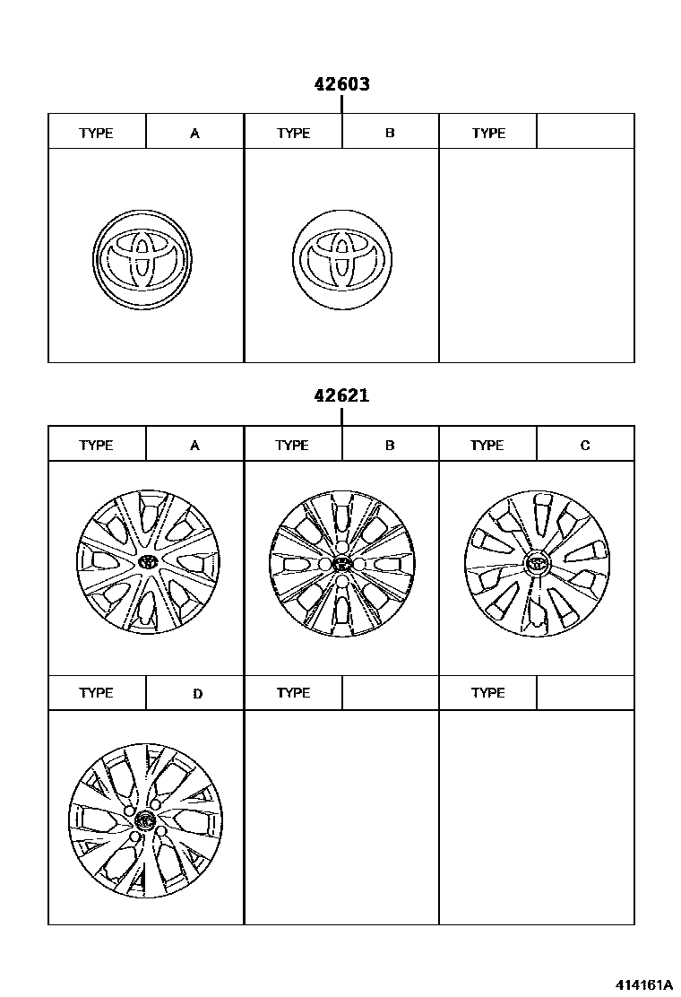 Toyota YARIS 车轮和车轮盖 EPC diagram — 414161A