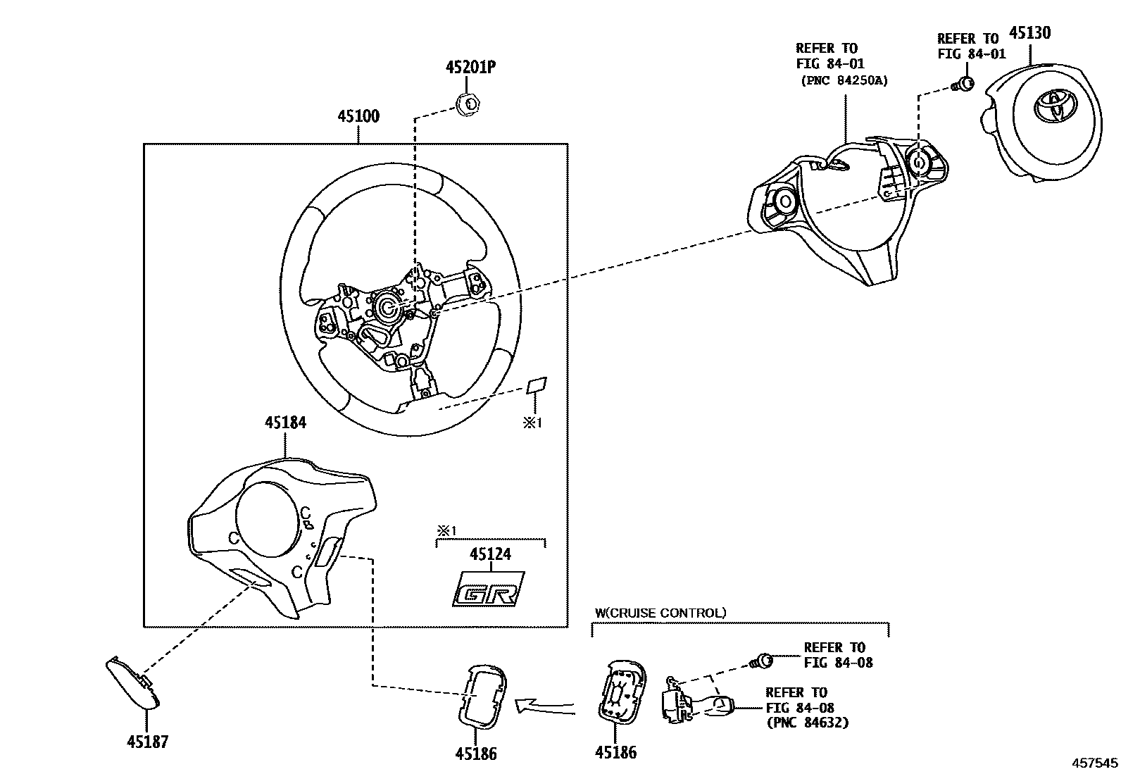 Toyota YARIS Steering Wheel EPC diagram — 457545