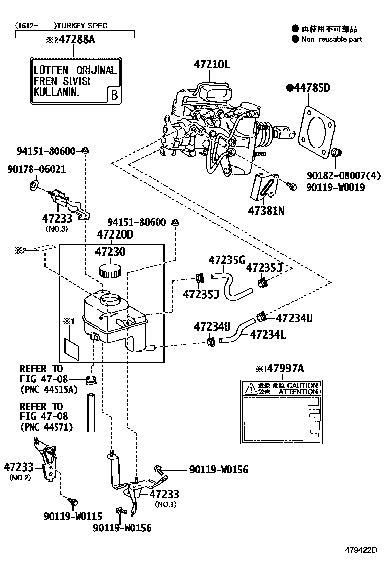 Toyota YARIS 制动总泵 EPC diagram — 479422D