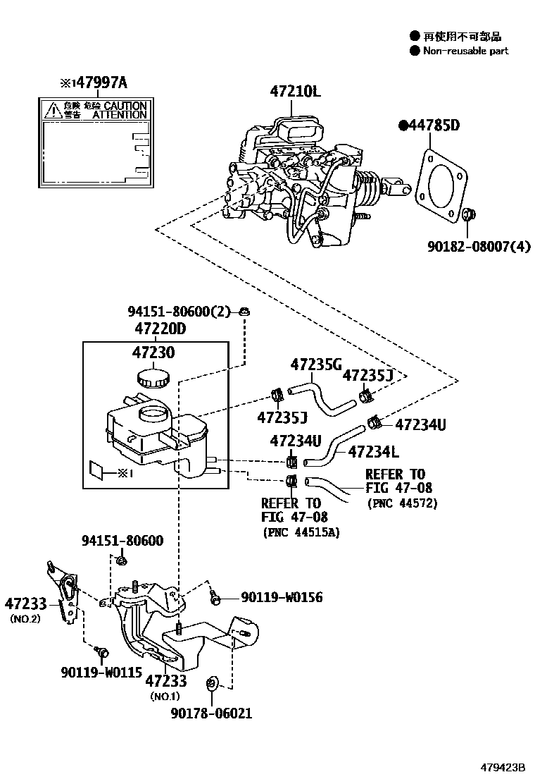 Toyota YARIS 制动总泵 EPC diagram — 479423B