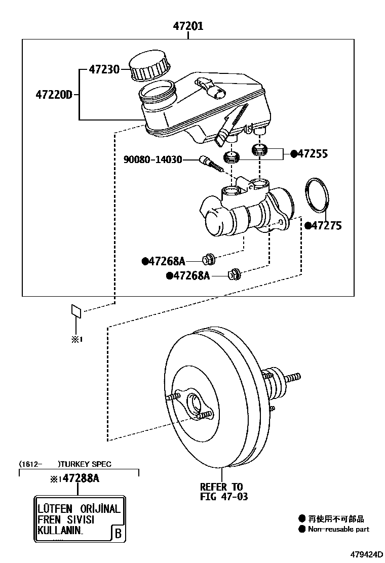 Toyota YARIS 制动总泵 EPC diagram — 479424D