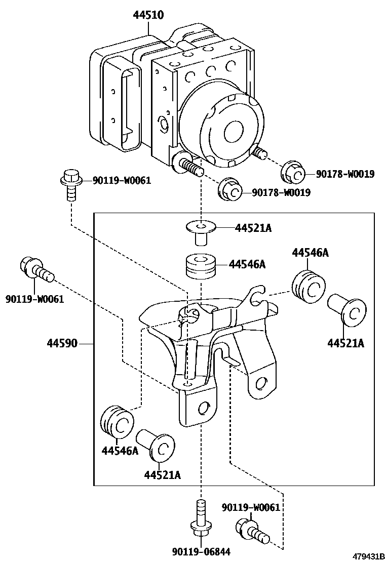 Toyota YARIS 制动配管和卡箍 EPC diagram — 479431B