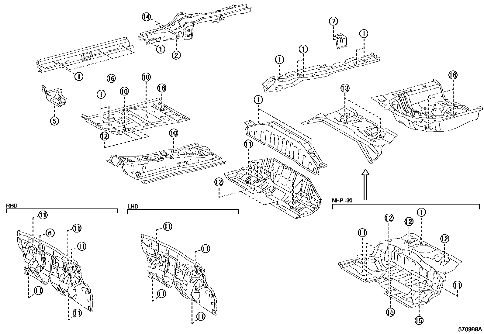 Toyota YARIS hole plug EPC diagram — 570989A