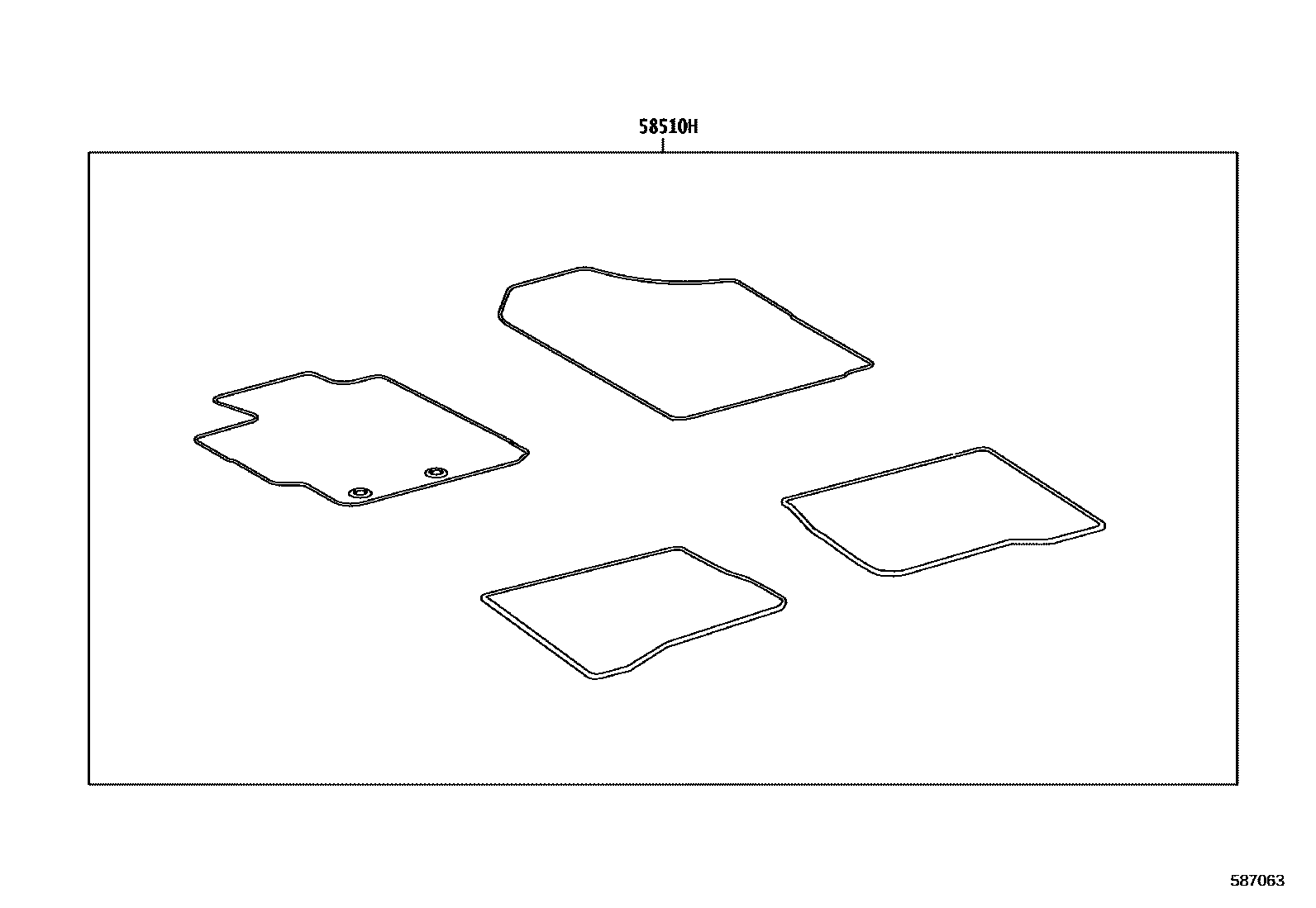 Toyota YARIS 地板垫和地毯 EPC diagram — 587063