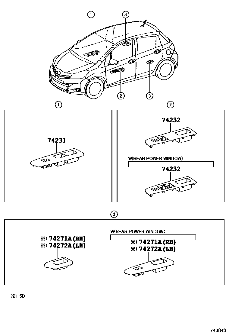 Toyota YARIS 扶手和遮阳板 EPC diagram — 743843