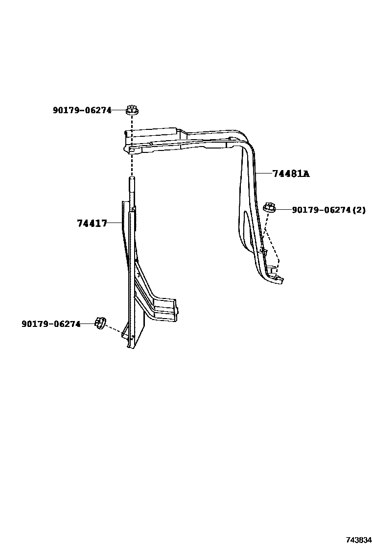 Toyota YARIS battery holder EPC diagram — 743834