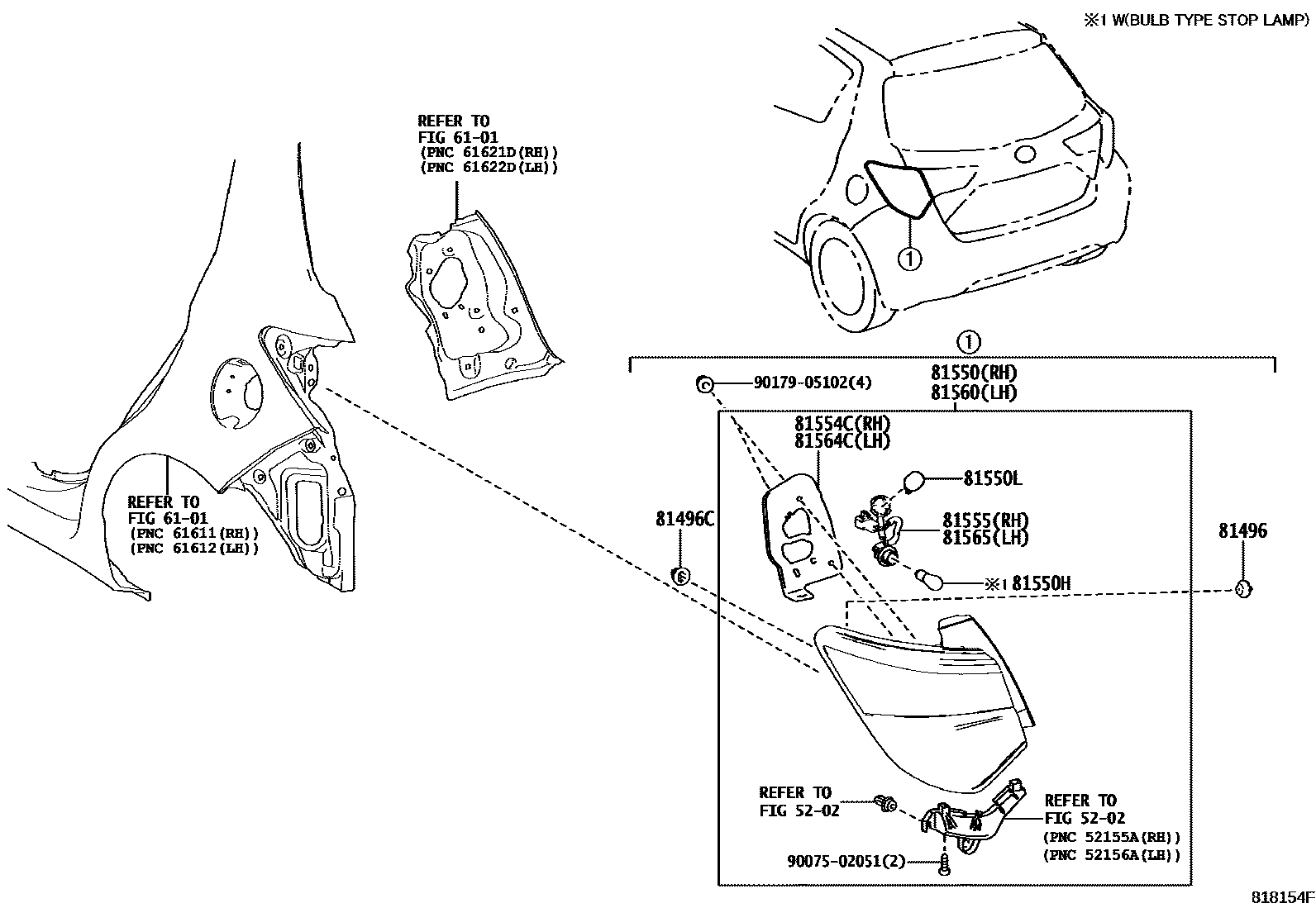 Toyota YARIS 后组合灯 EPC diagram — 818154F
