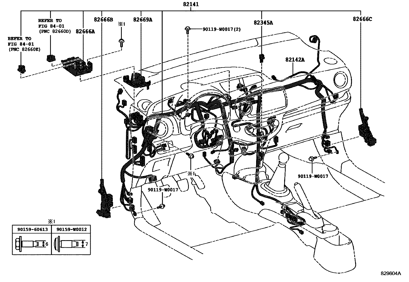 Toyota YARIS 线束和卡夹 EPC diagram — 829604A