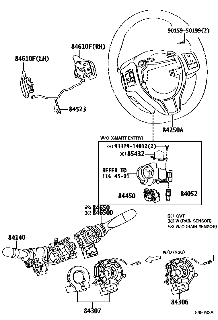 Toyota YARIS 开关和继电器和ECU EPC diagram — 84F182A