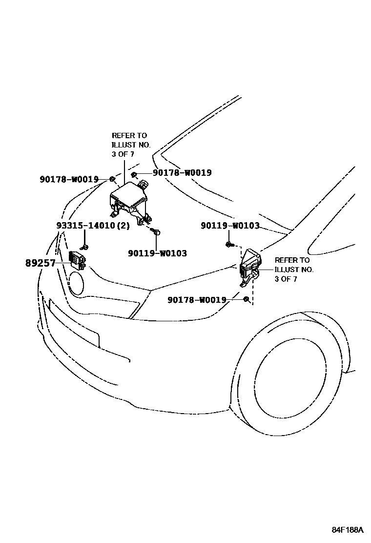 Toyota YARIS 开关和继电器和ECU EPC diagram — 84F188A