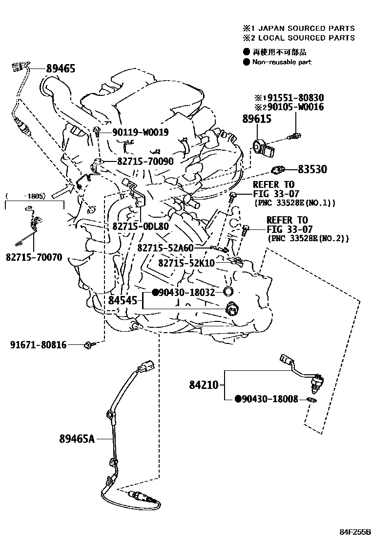 Toyota YARIS 开关和继电器和ECU EPC diagram — 84F255B