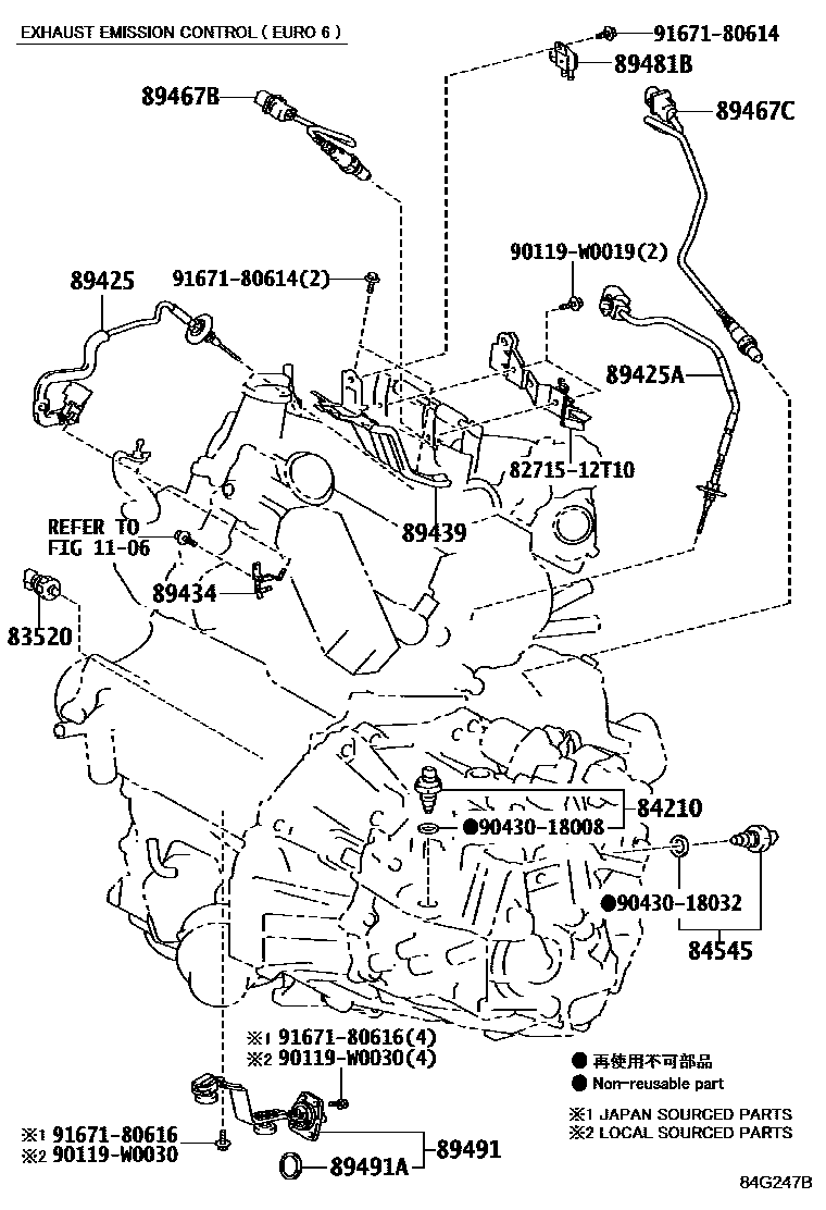 Toyota YARIS 开关和继电器和ECU EPC diagram — 84G247B