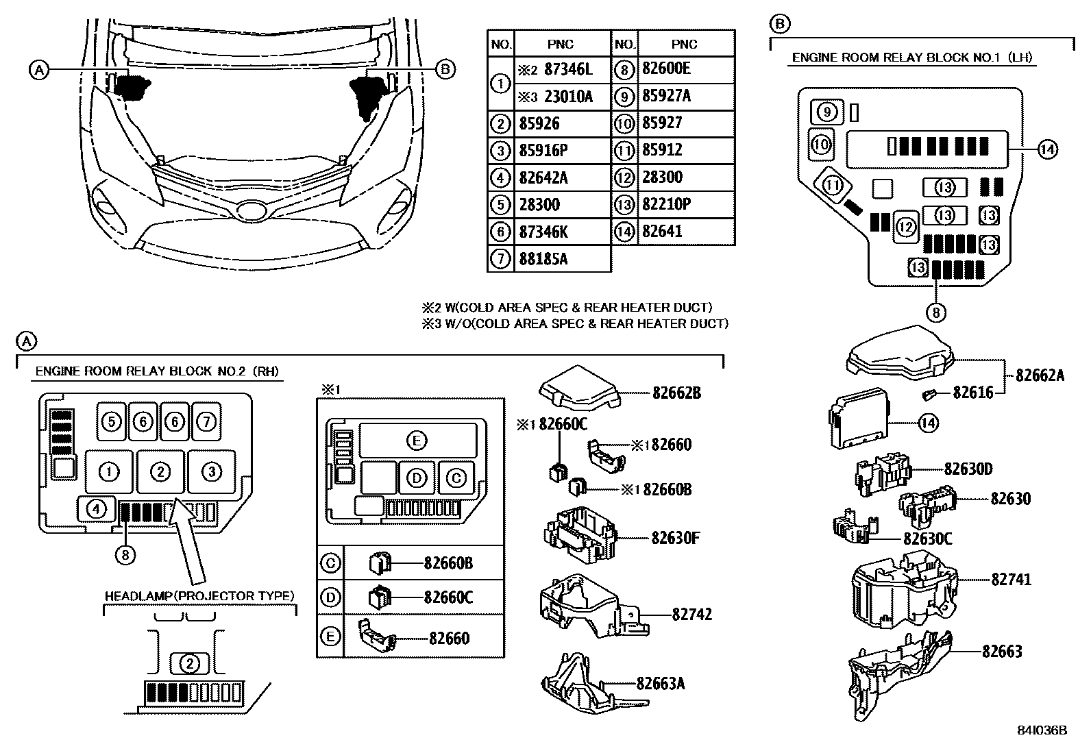 Toyota YARIS 开关和继电器和ECU EPC diagram — 84I036B