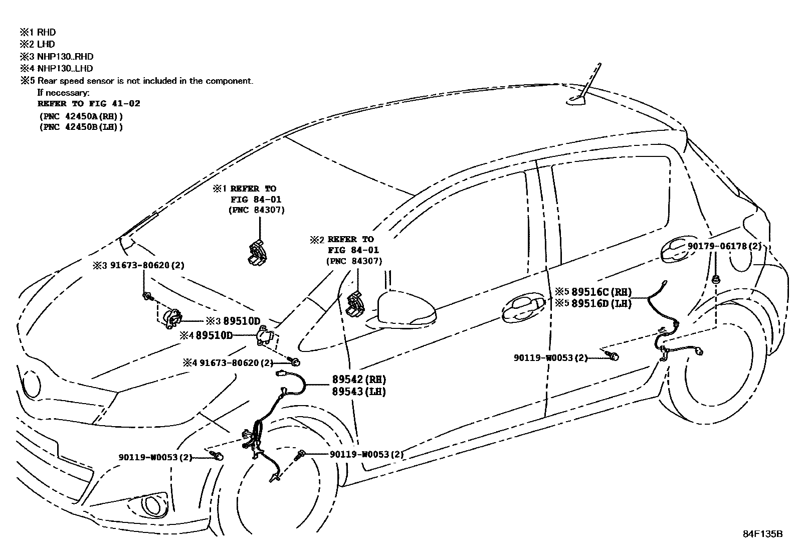 Toyota YARIS ABS 和 VSC EPC diagram — 84F135B