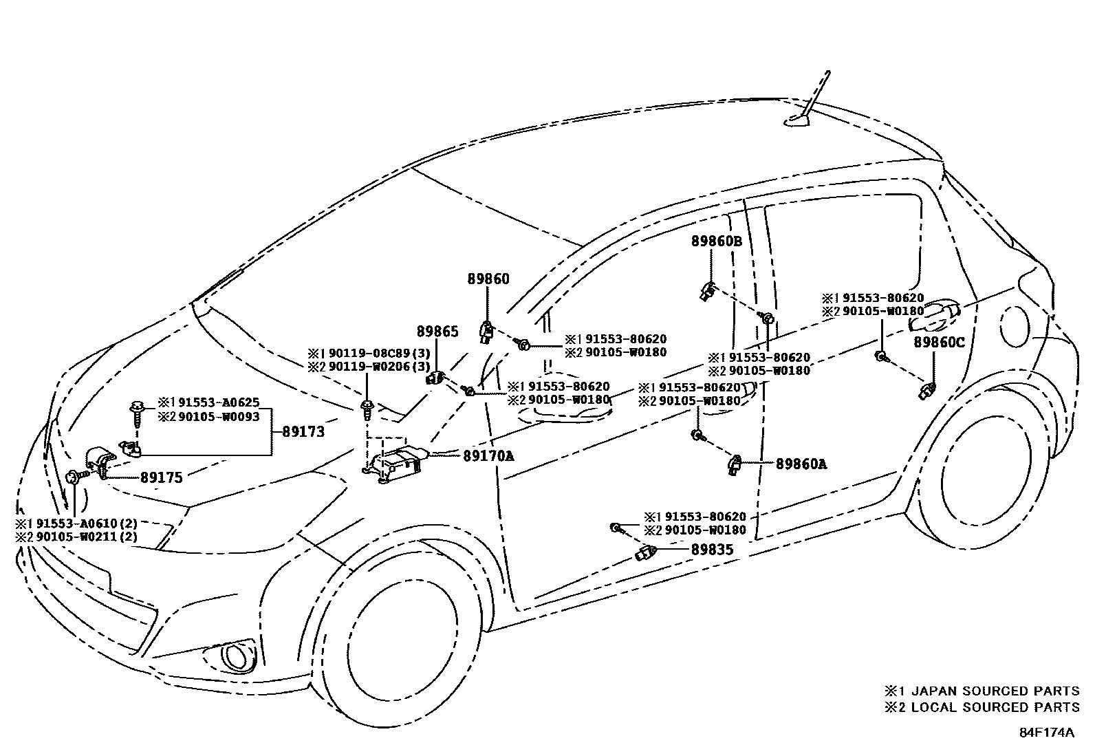 Toyota YARIS 空气囊 EPC diagram — 84F174A