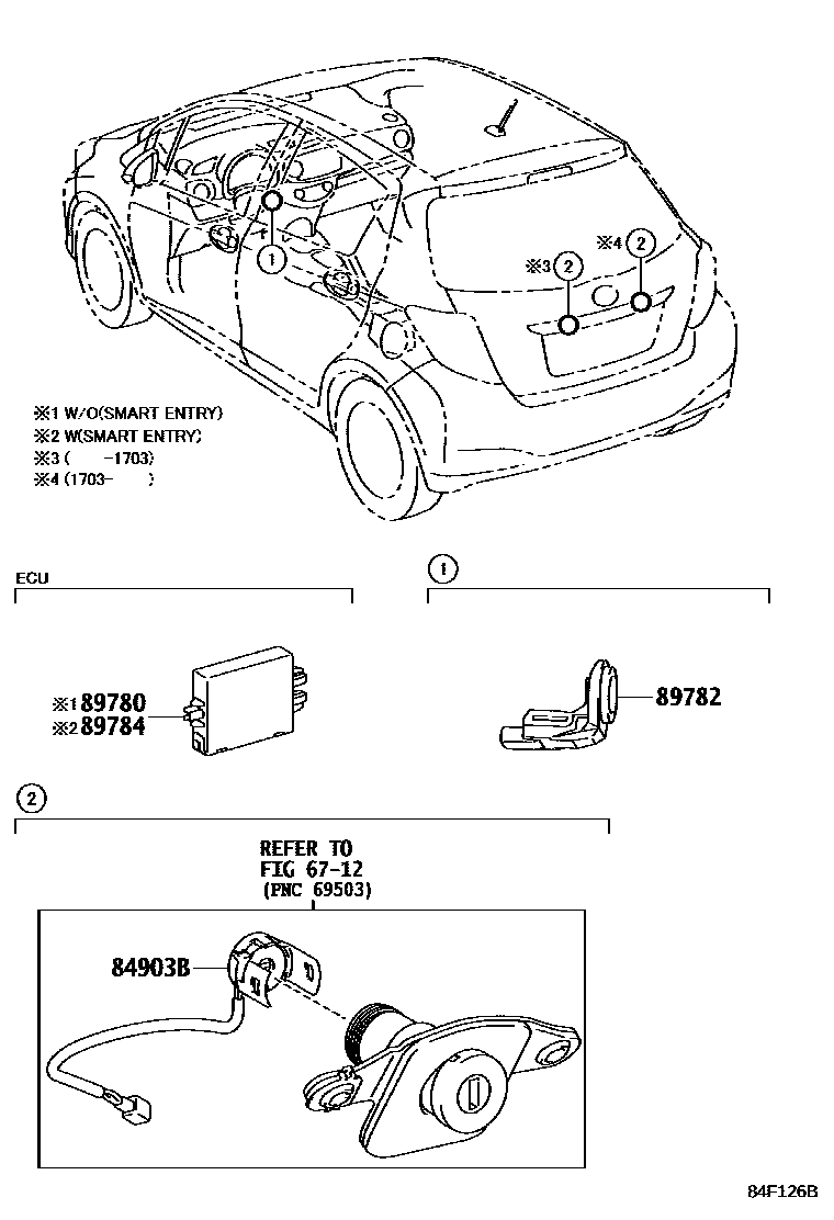 Toyota YARIS 防盗装置 EPC diagram — 84F126B