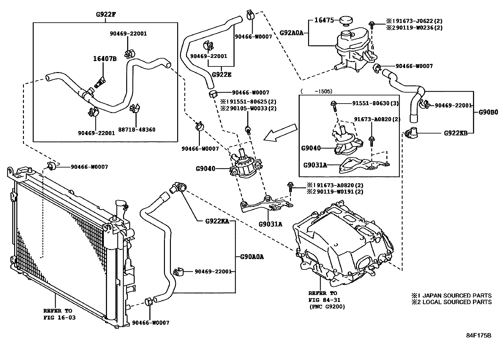 Toyota YARIS 逆变器冷却系统 EPC diagram — 84F175B