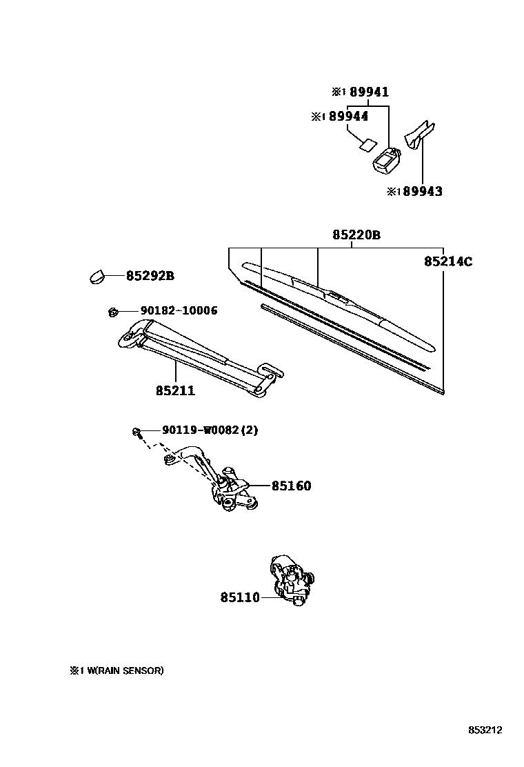Toyota YARIS 挡风玻璃刮水器 EPC diagram — 853212
