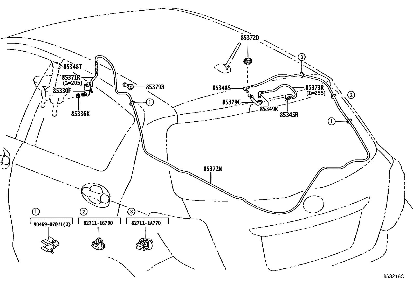 Toyota YARIS 后清洗器 EPC diagram — 853218C