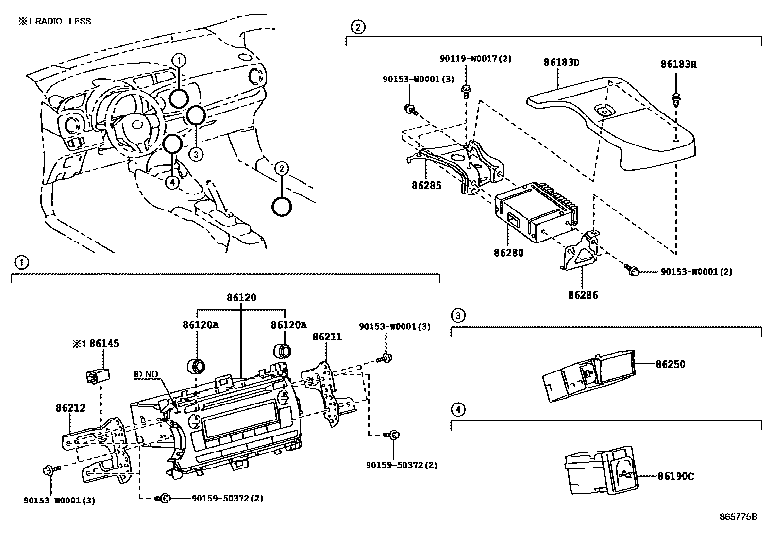 Toyota YARIS 收音机、放大器和冷凝器 EPC diagram — 865775B