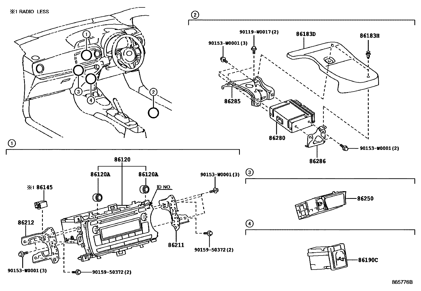 Toyota YARIS 收音机、放大器和冷凝器 EPC diagram — 865776B