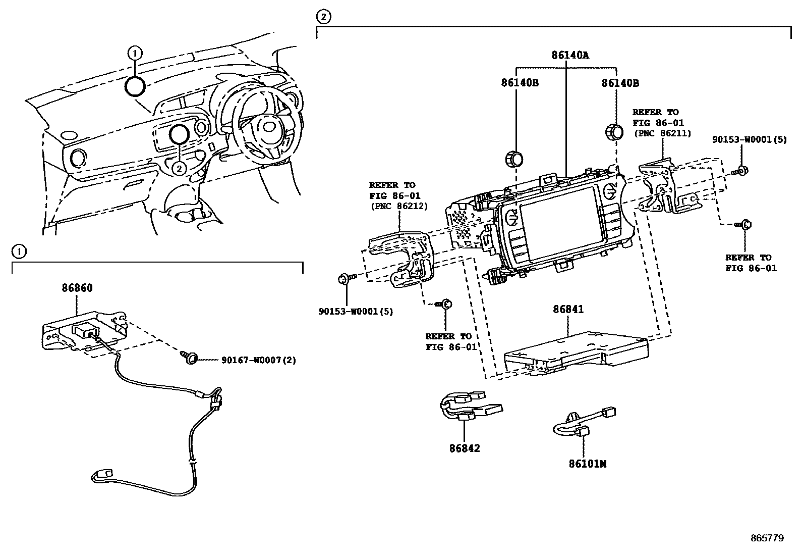 Toyota YARIS 导航和前监视器显示屏 EPC diagram — 865779