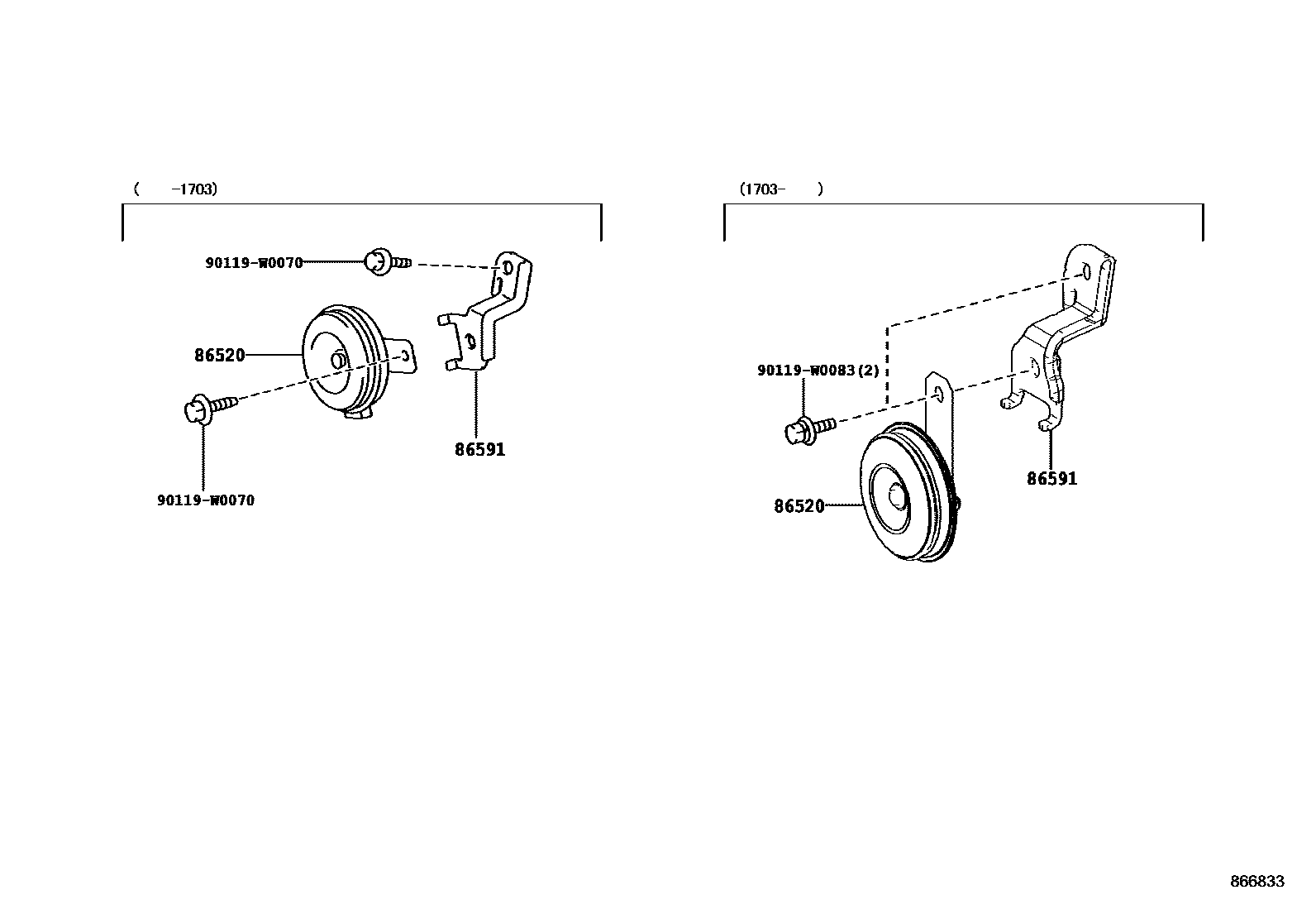 Toyota YARIS 喇叭 EPC diagram — 866833