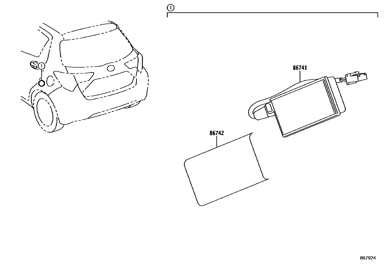 Toyota YARIS 车载电话和呼救装置 EPC diagram — 867924