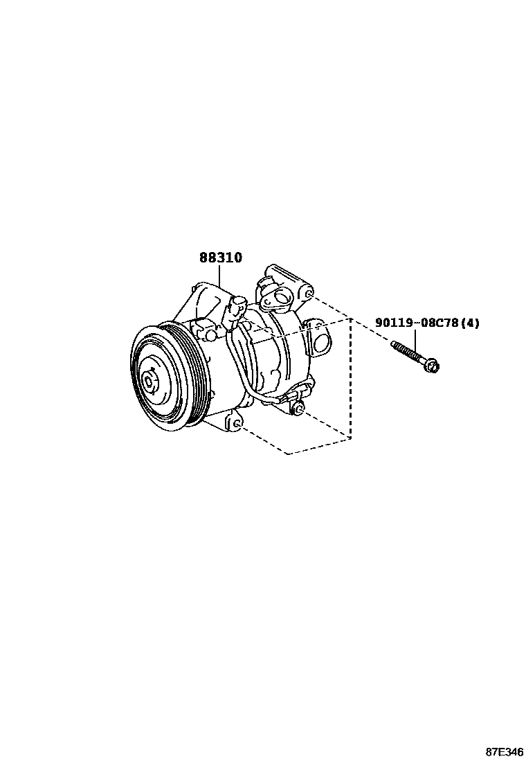 Toyota YARIS Heating & Air Conditioning - Compressor EPC diagram — 87E762