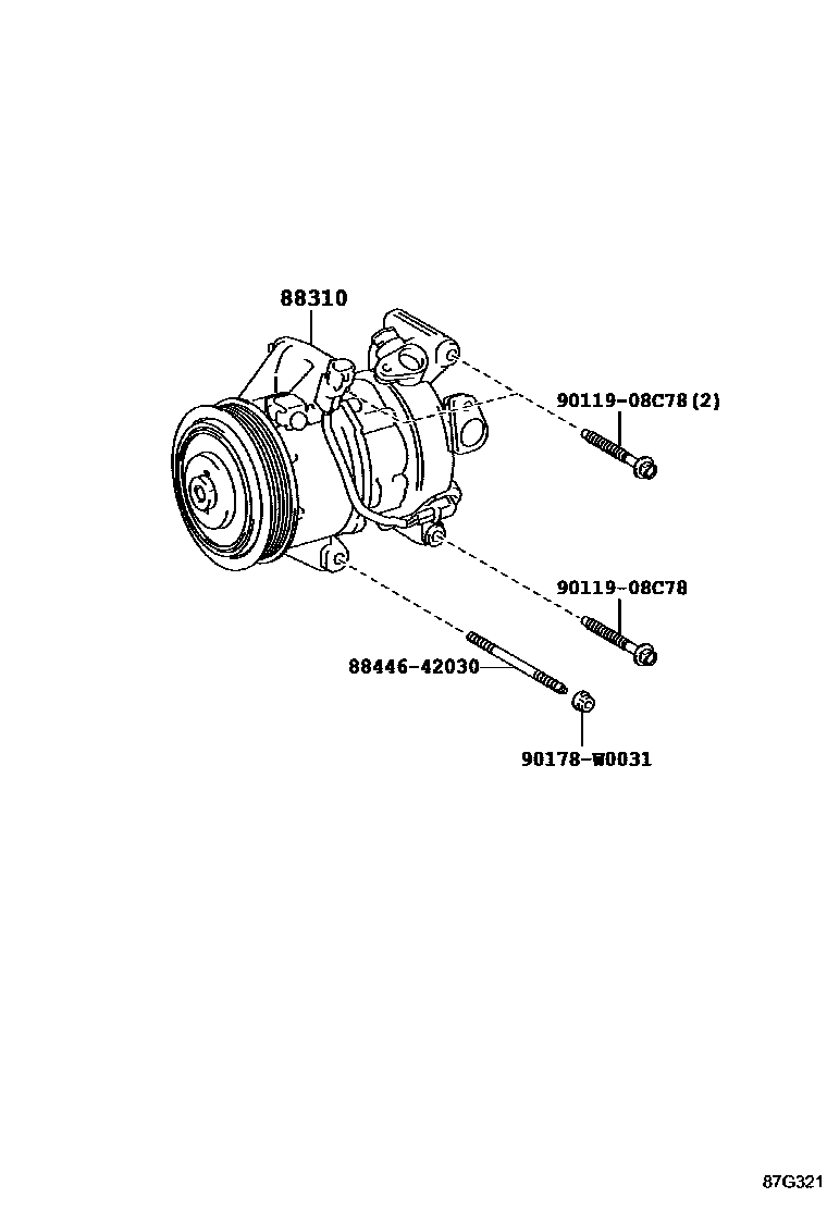 Toyota YARIS Heating & Air Conditioning - Compressor EPC diagram — 87G321