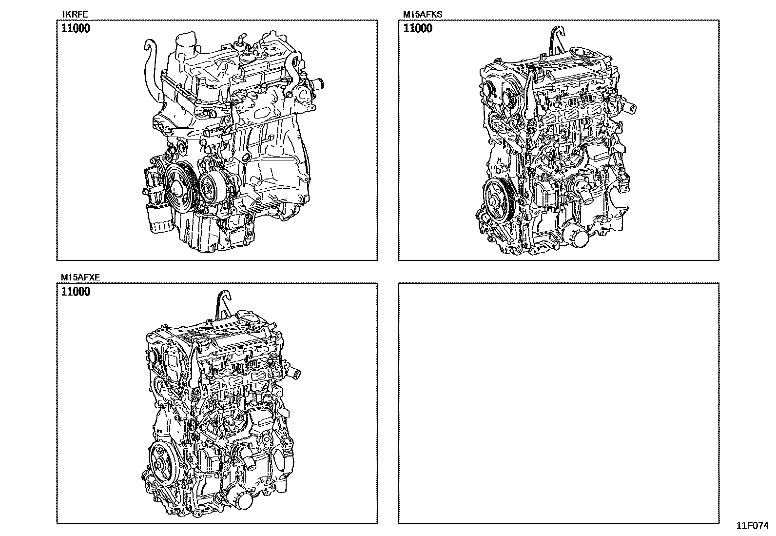 Toyota YARIS Partial Engine Assembly EPC diagram — 11F074
