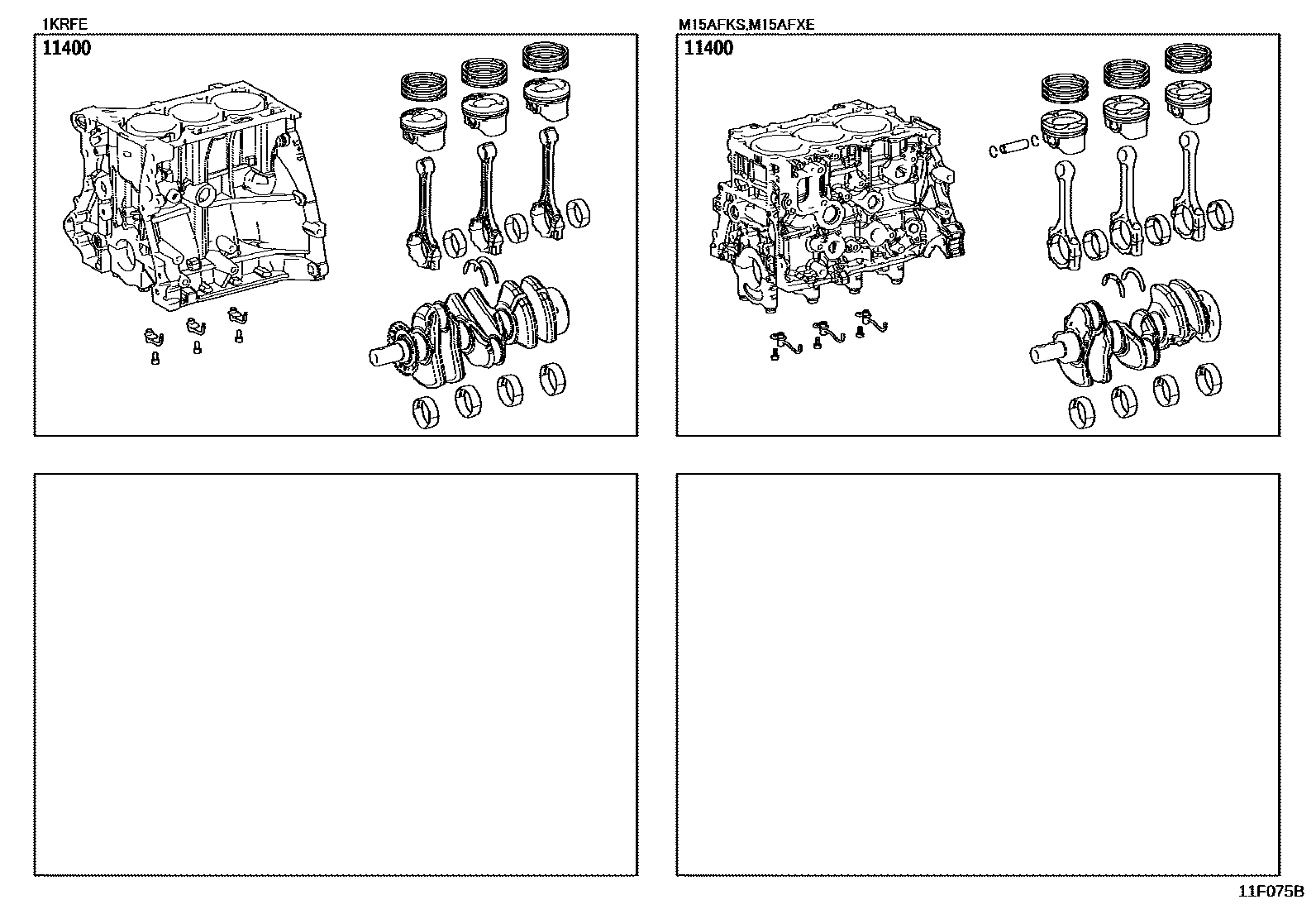 Toyota YARIS Short Block Assembly EPC diagram — 11F075B