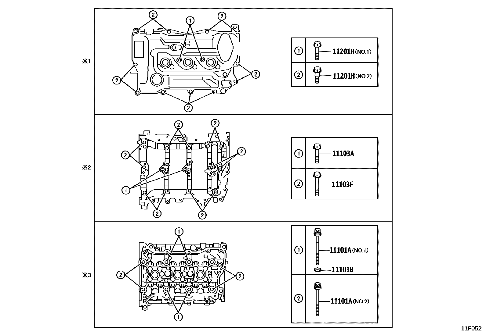 Toyota YARIS Cylinder Head EPC diagram — 11F052