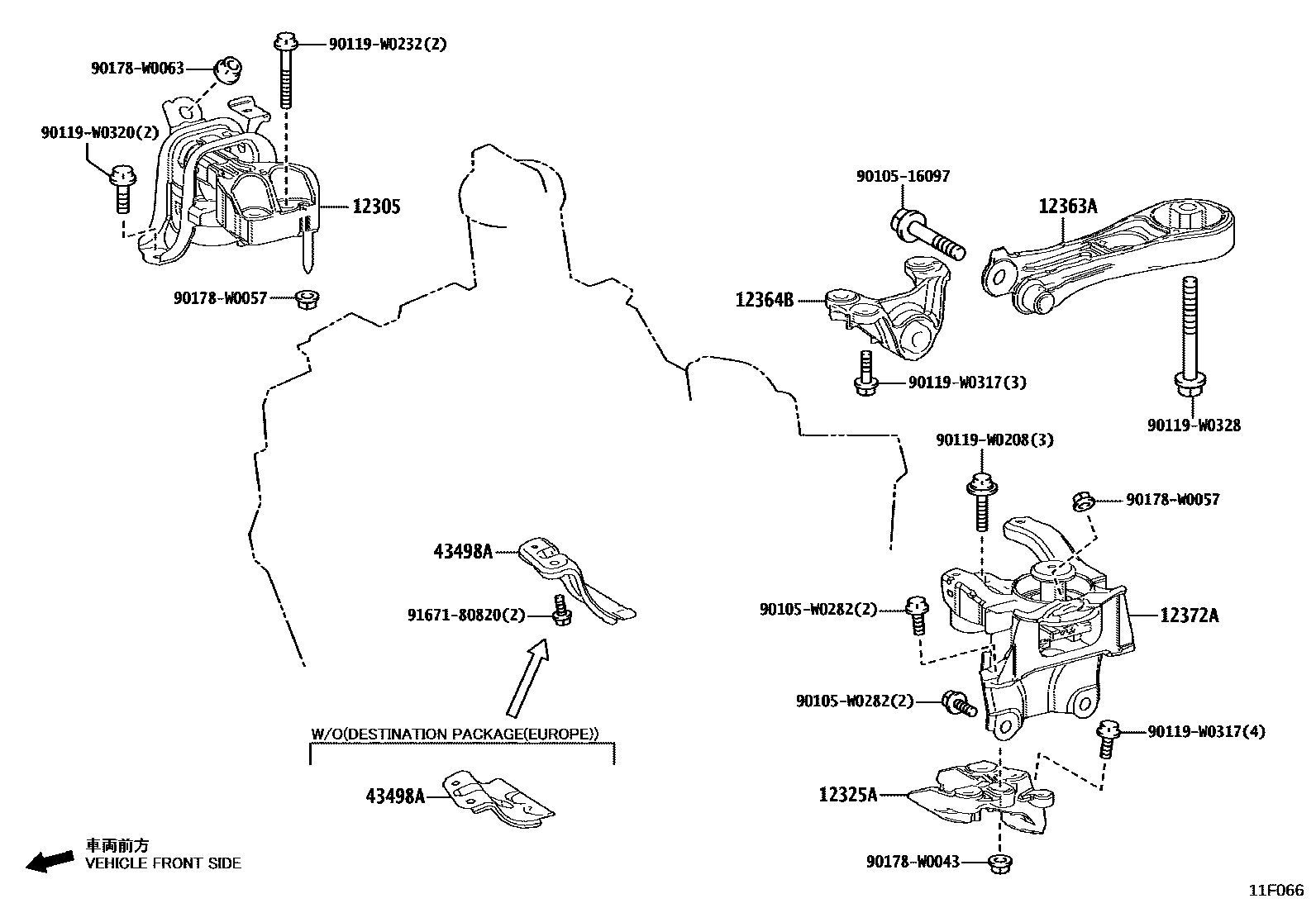 Toyota YARIS Engine Mounting EPC diagram — 11F066