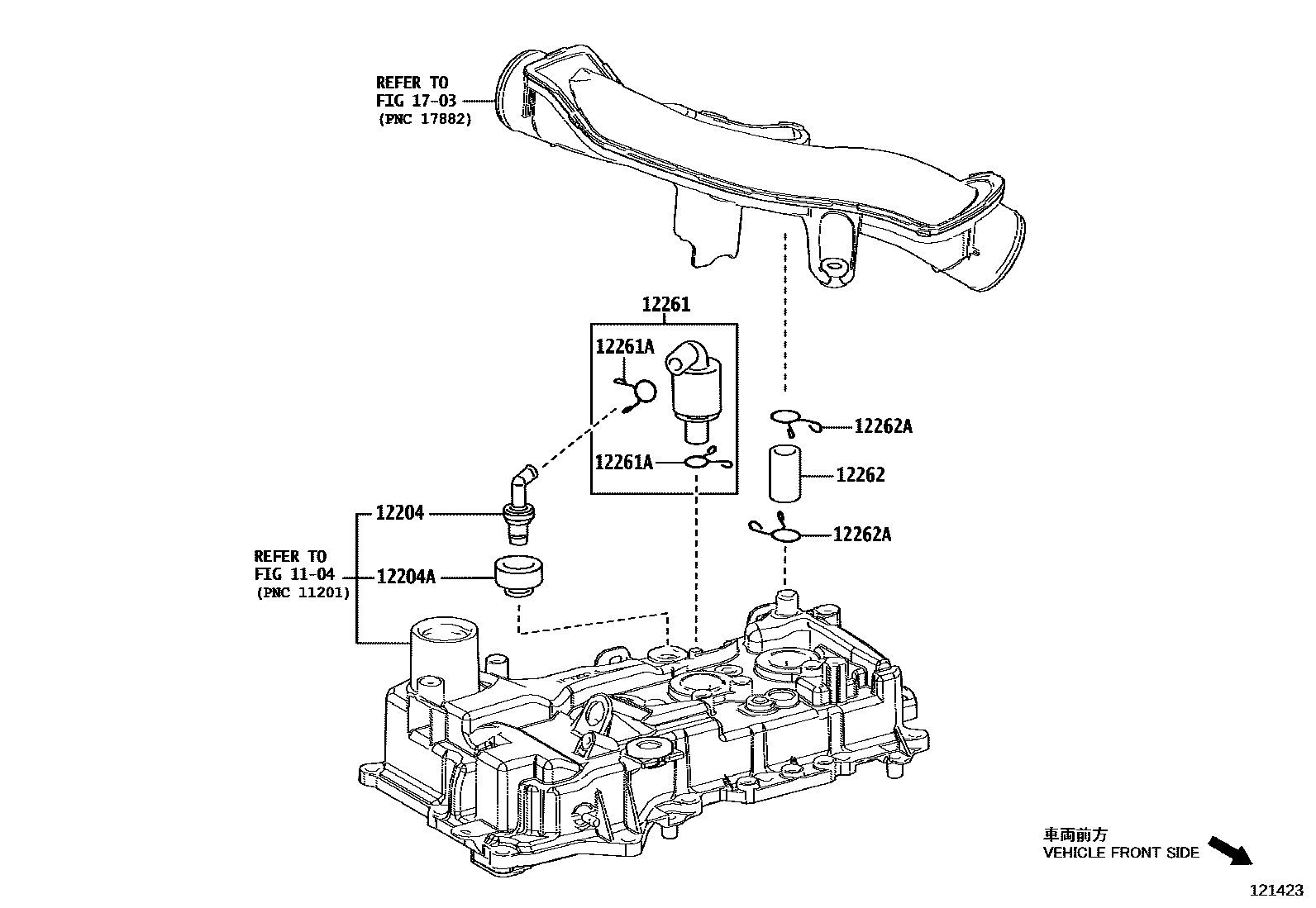 Toyota YARIS Ventilation Hose EPC diagram — 121423