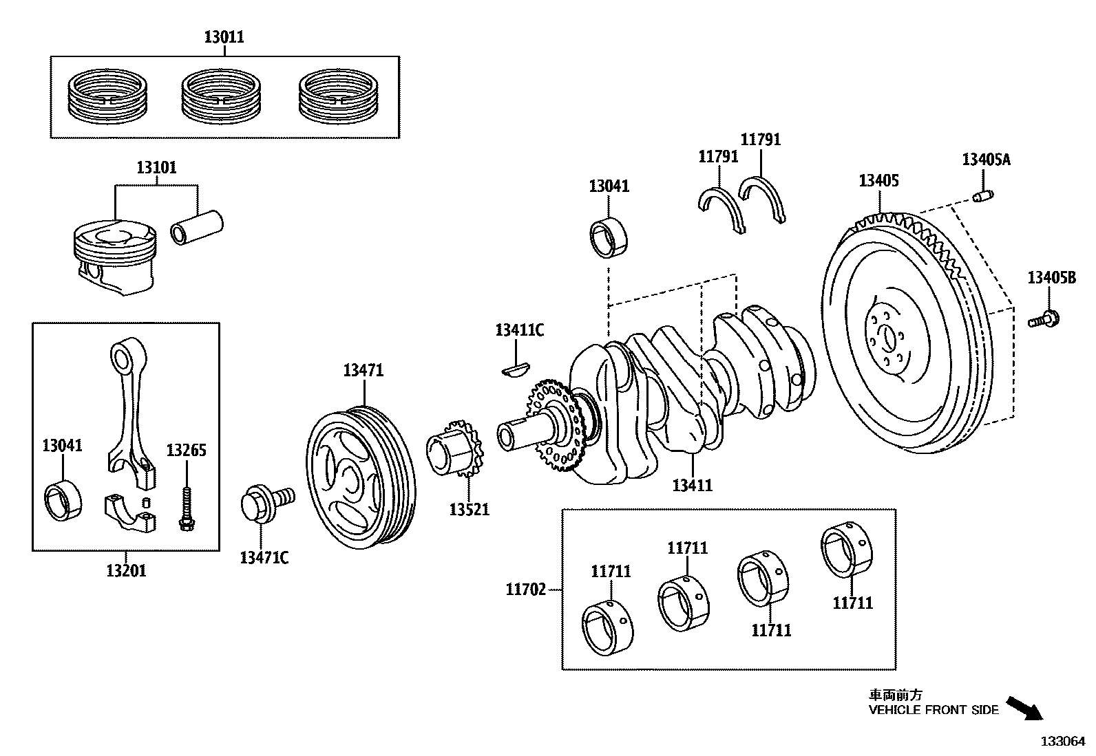 Toyota YARIS Crankshaft & Piston EPC diagram — 133064
