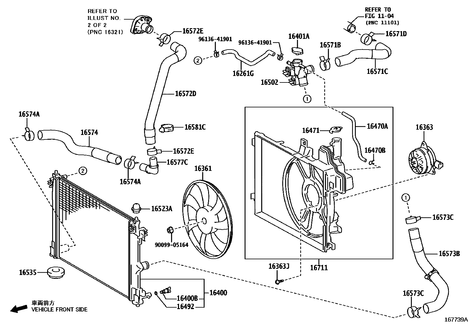 Toyota YARIS RADIATOR & WATER OUTLET EPC diagram — 167739A
